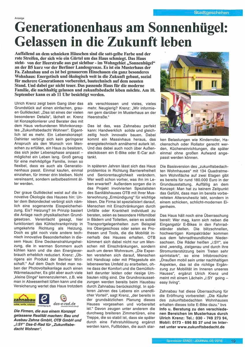 Presseartikel von Zahnabau - BAU UND AUSBAU GmbH in Zahna-Elster in der Region Lutherstadt Wittenberg